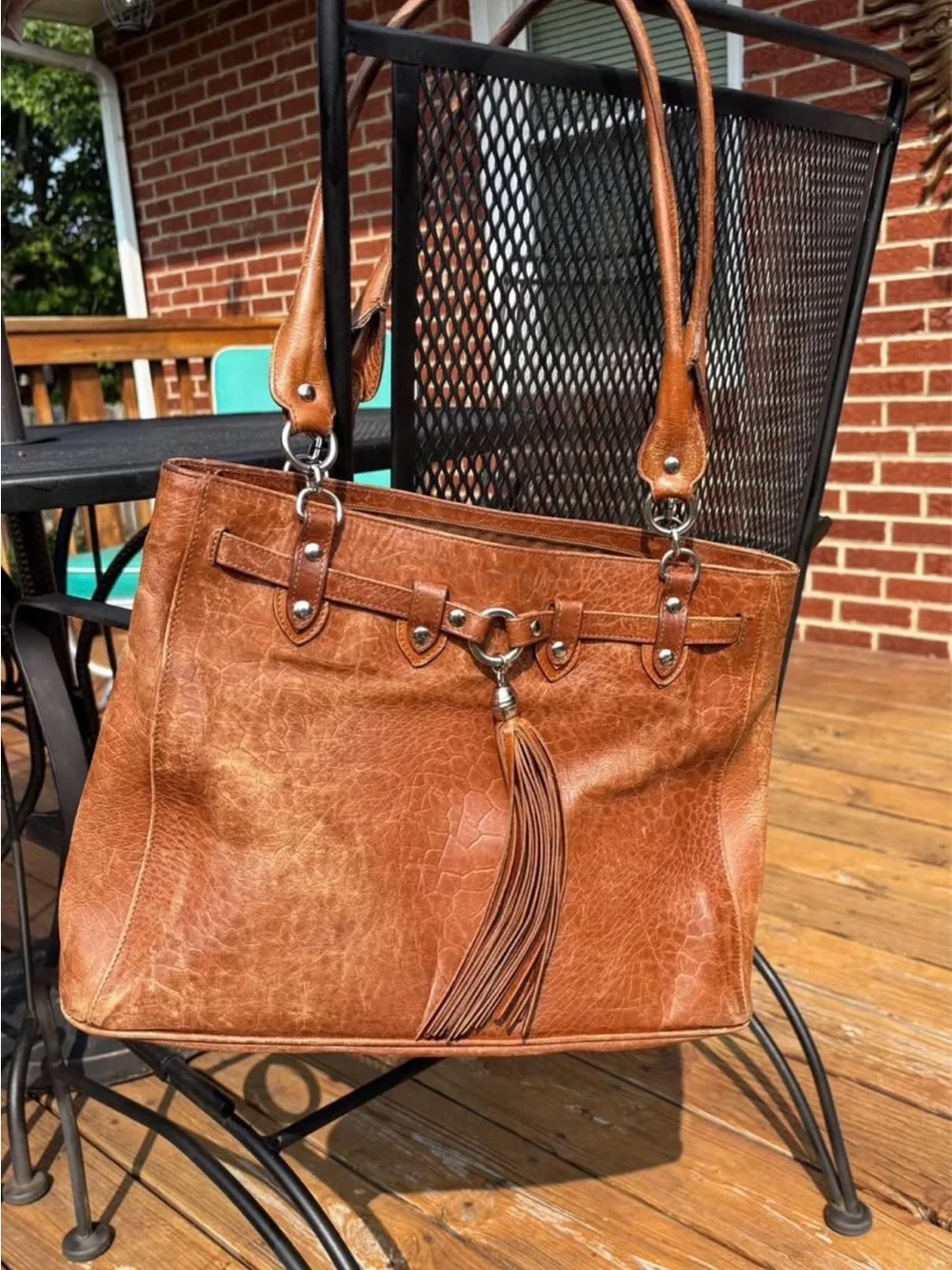 Women’s Brown Leather Tassel Tote Bag
